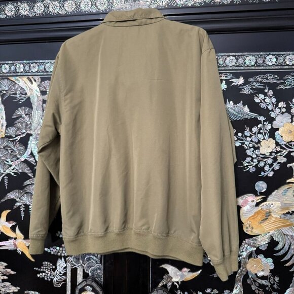 Izod Golf Khaki 1/4 Zip Pullover Long Sleeve Sweatshirt M Ribbed Cuffs and Hem - Picture 3 of 8